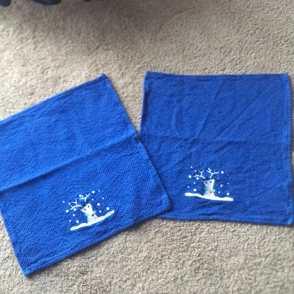Crate & Barrel Snow Deer Dishcloths, Set of 2